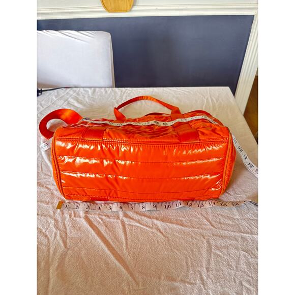 Ah·dorned Orange Quilted Puffer Crossbody Tote Bag – Adjustable Strap - Picture 5 of 9